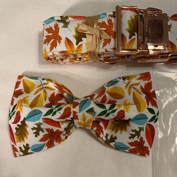 FALL Dog collar & bow tie for males or females adjustable - Picture 7 of 12
